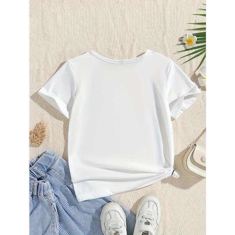 European Sizes "Easily Distracted by Tractors" Tractor Pattern Print Round Neck Short-sleeved Casual Top, Perfect Choice for Boys To Go Out In Summer