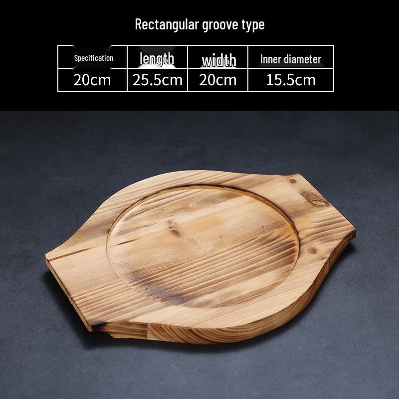 High-Temperature Resistant Fir Wood Heat Insulation Tray for Clay Pot Grilling