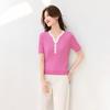 Srcr Women's Silk-Blend Ribbed V-Neck Short-Sleeve T-Shirt