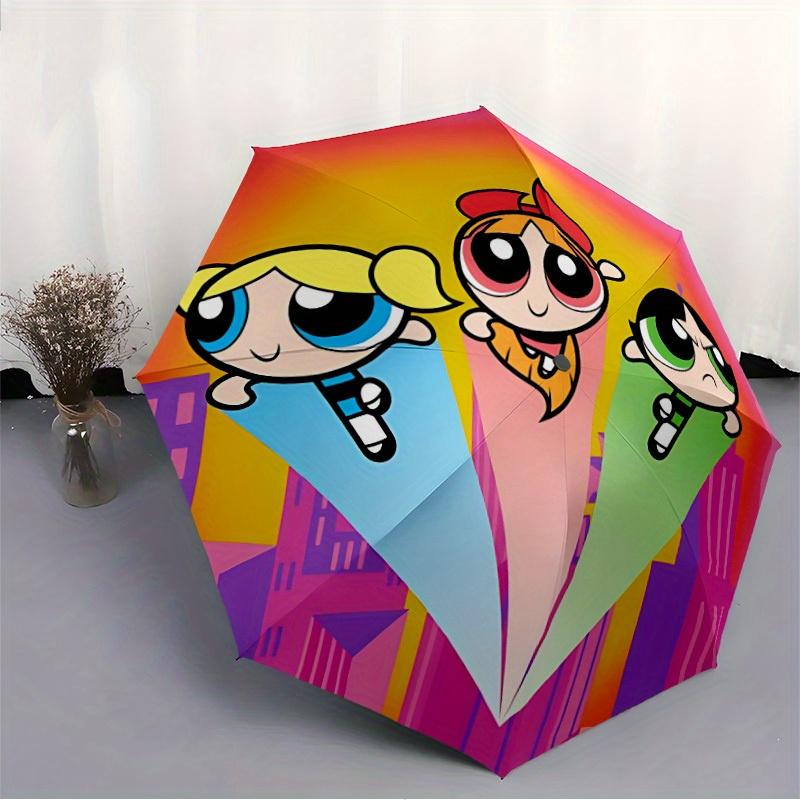 1pc Powerpuff Girls Automatic Umbrella - 8-Rib Foldable Design, Outdoor Adventures, Durable Canopy Material yy250823149