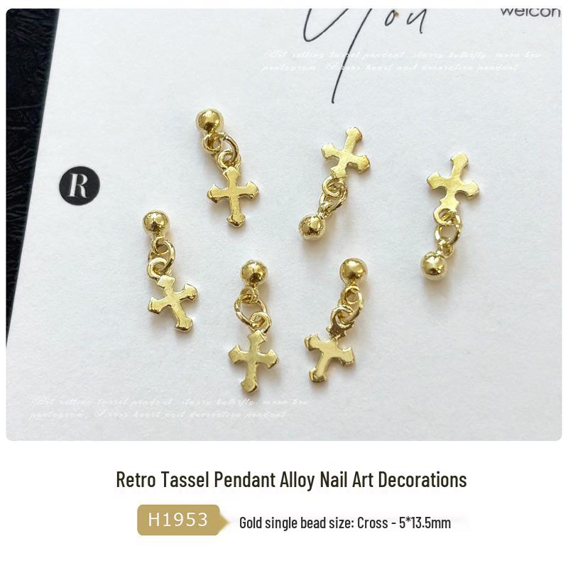 Chrome Hearts Cross Pendant Nail Art: Star, Moon, Butterfly Wearable Nail Drill Accessories
