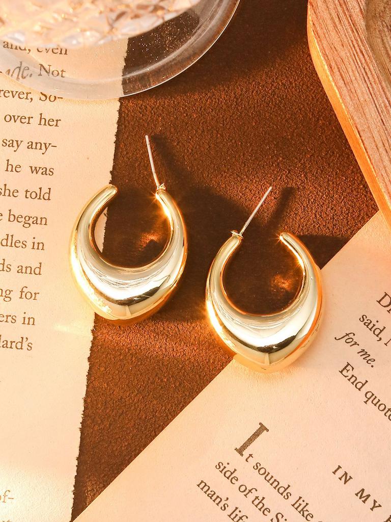 Classic Trendy Gold Color Irregular Acrylic C-shaped Pentagon Flower Stud Earrings for Women Korean Charm Jewelry Accessory Gift