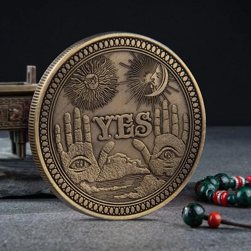 Yes or No Prediction Decision Coin Gothic Double Sided Relief Plating Commemorative Coins Creative Skull Divination Collectibles