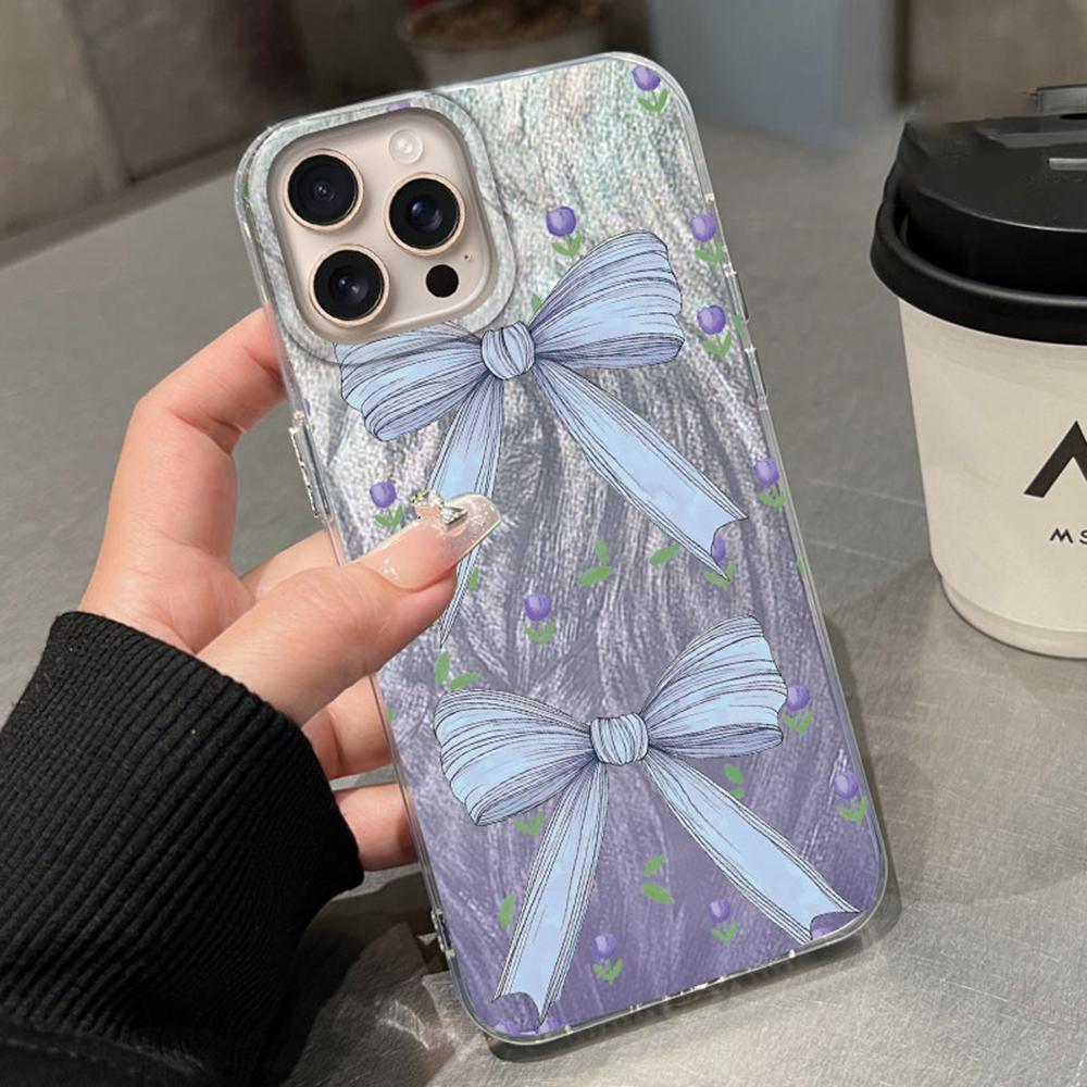Blue Bow Green Heart Love Phone Cases For Apple Iphone 16 15 14 13 Pro Max 7 16e 16plus Back Shell Silicone Couple Fundas Cover