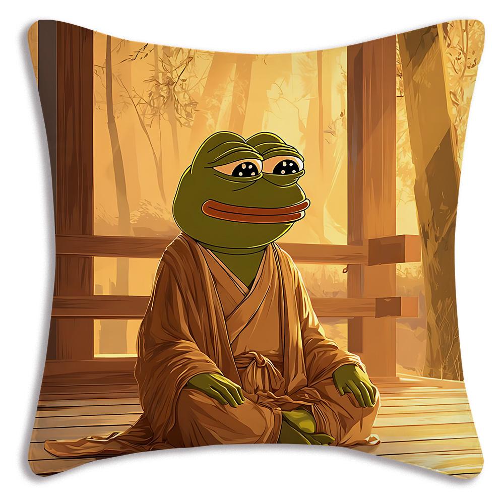 Cartoons fun Sad P-Pepe frog Pillow Covers Cartoon Sofa Decorative Home Double-sided Printing Short Plush Cute Cushion Cover