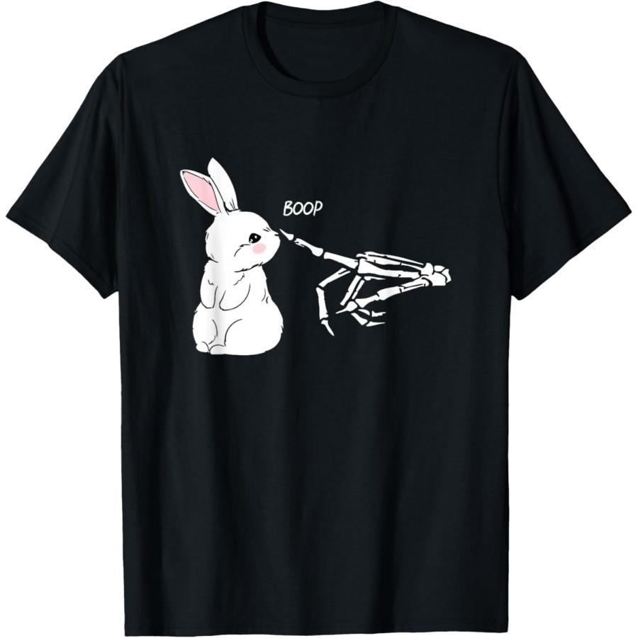 Футболка с принтом  Скелетная рука Буп Кролик Заяц Смешной Пасхальный День  XXXXXL чёрный