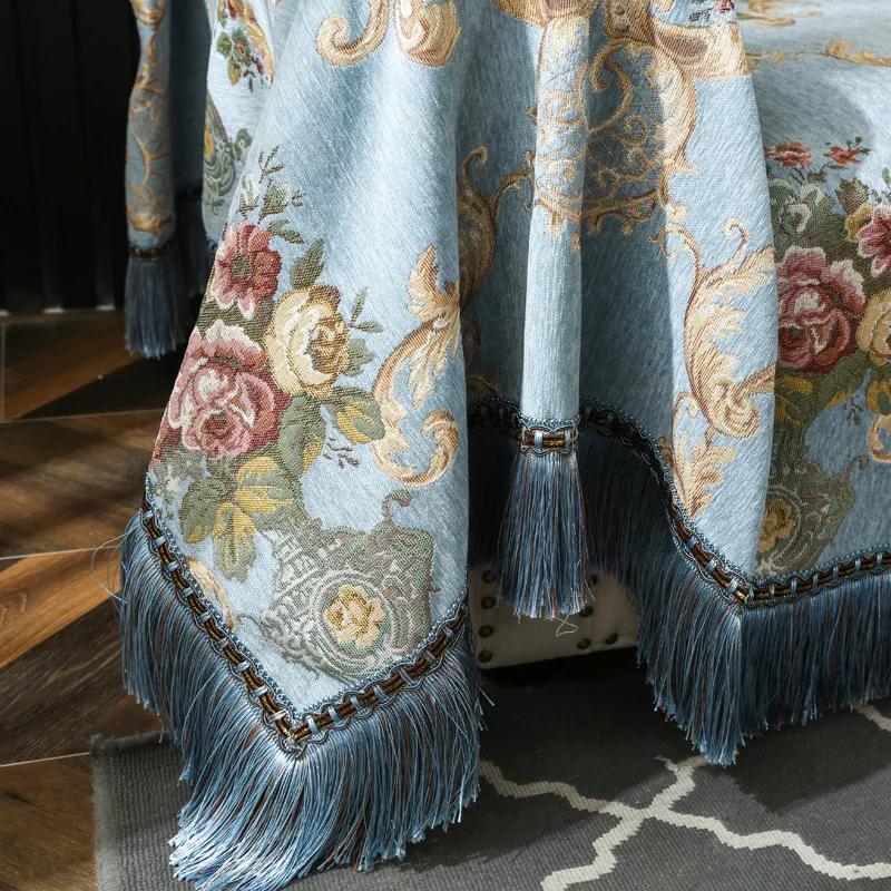 European Jacquard Sofa Cover Tassel Lace Edge Couch Cover Protector Anti-Slip Sofa Cover Chenille Anti Cat Scratch Sofa Cushion