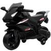 Children's Electric Motorcycle, 6V Battery-powered Motorcycle with Light and Sound Effects, Training Wheels, 75x36x49cm, Black