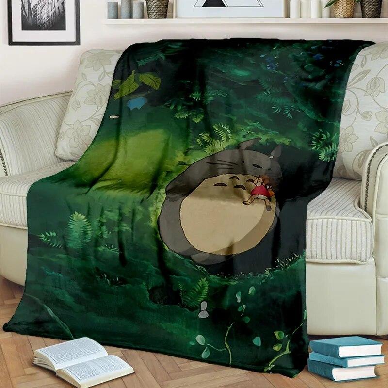 My Neighbor T-Totoro Anime Cartoon Blanket,Soft Throw Blanket for Home Bedroom Bed Sofa Picnic Travel Office Cover Blanket Kids