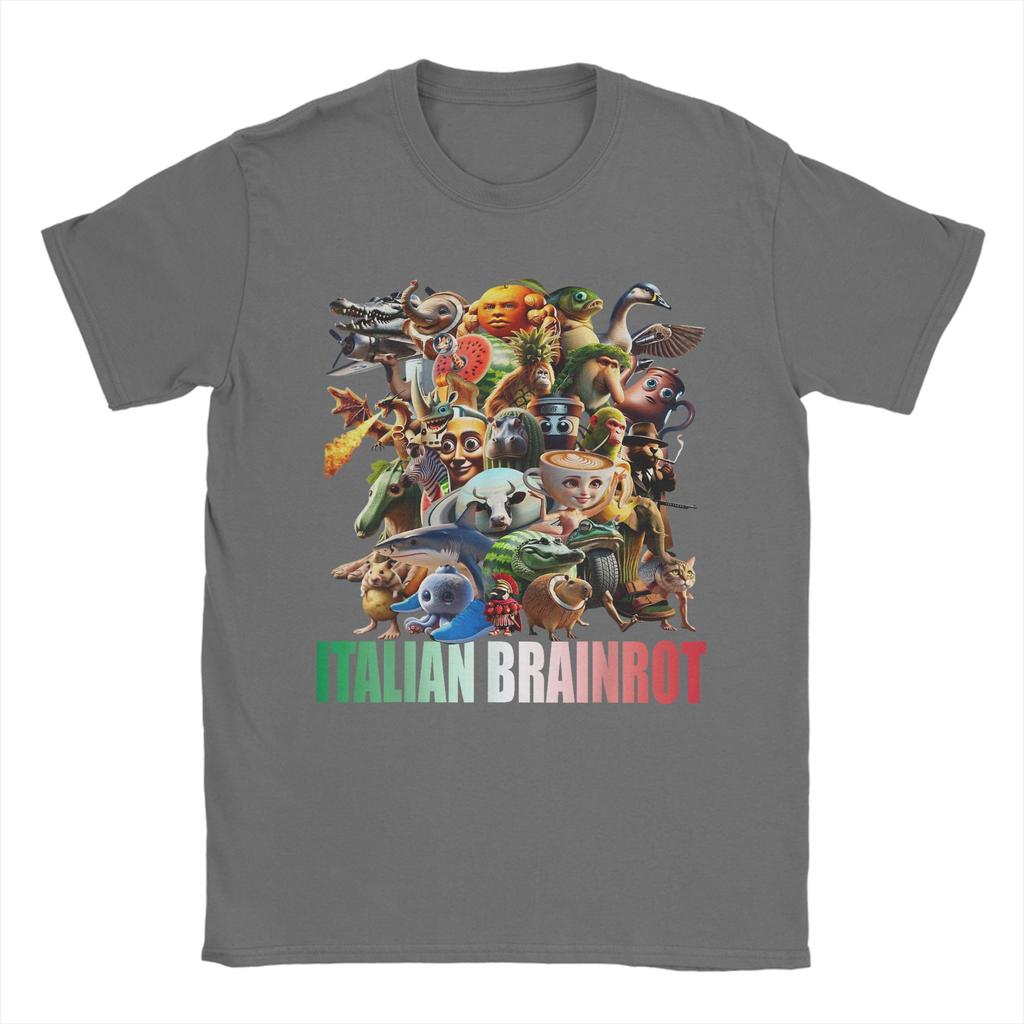 Italian Brainrot Characters Funny Meme Popular TShirt Unisex Novelty Cotton Tees O Neck Short Sleeve T Shirts Printing Clothing