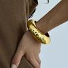 Premium Round Wide Pattern Spring Bracelet Niche Hand Jewelry Simplicity Metal Hand Chain  Girl