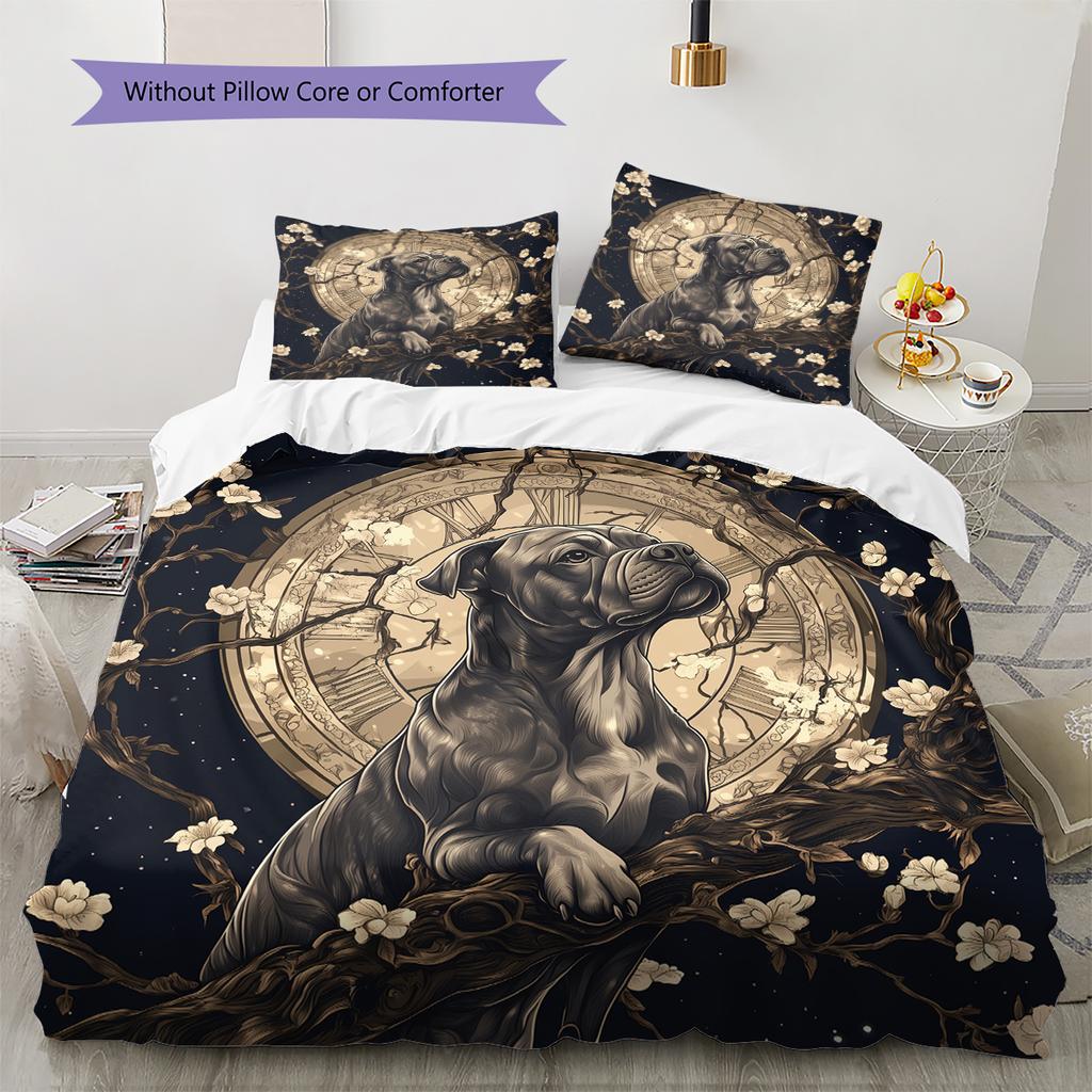 Vintage Pitbull Pattern Bedding Home Decoration Birthday Gift (1 * duvet cover + 2 * pillowcase, without core)