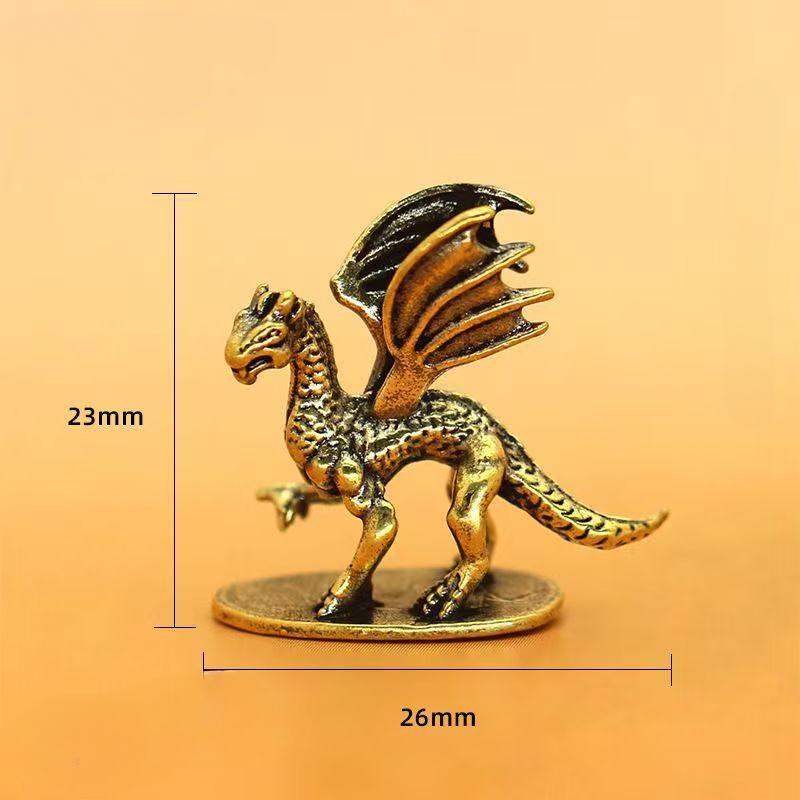 Mini Brass Ornament Demon Dragon Little Flying Dragon Statue Home Office Desk Decor Ornament Antique Handicrafts Gift Decoration