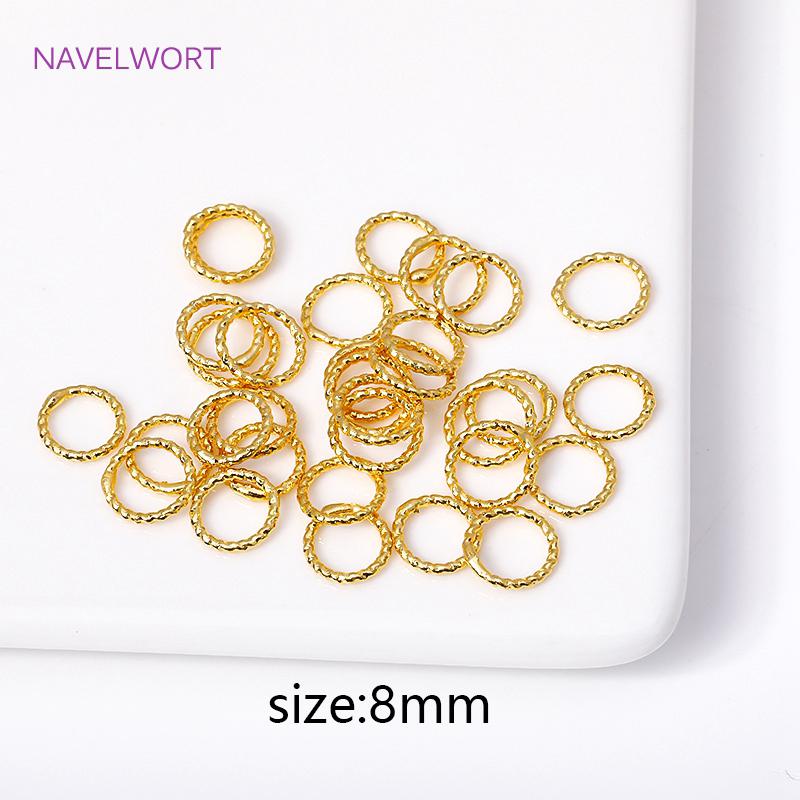 6/8/10/12MM 18K Gold Plated Brass Round Twist Closed Ring Connectors Accessories For DIY Jewelry Making Supplies Wholesale