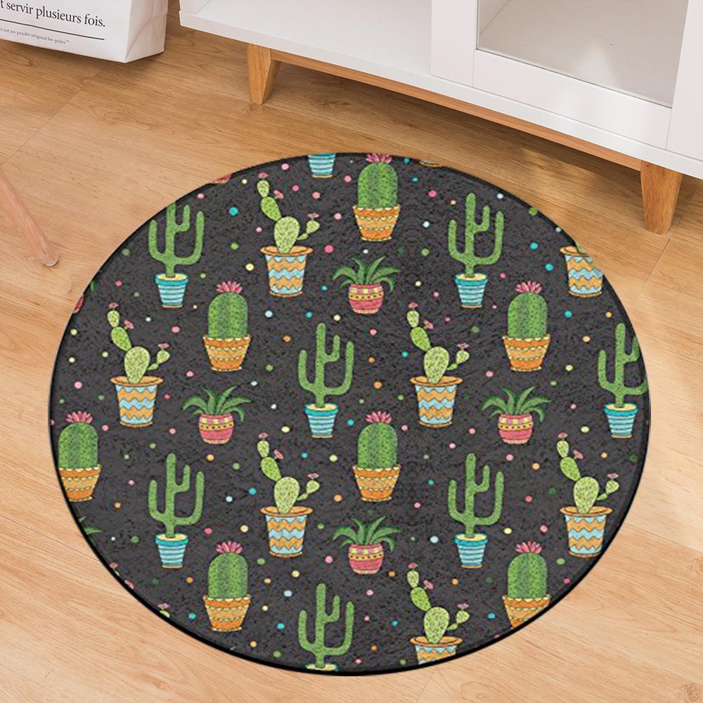 Living Room Mat Computer Chair Mat Round Anti-Slip Modern Creative Carpet Print Bee Clock Kids Bedroom Carpet