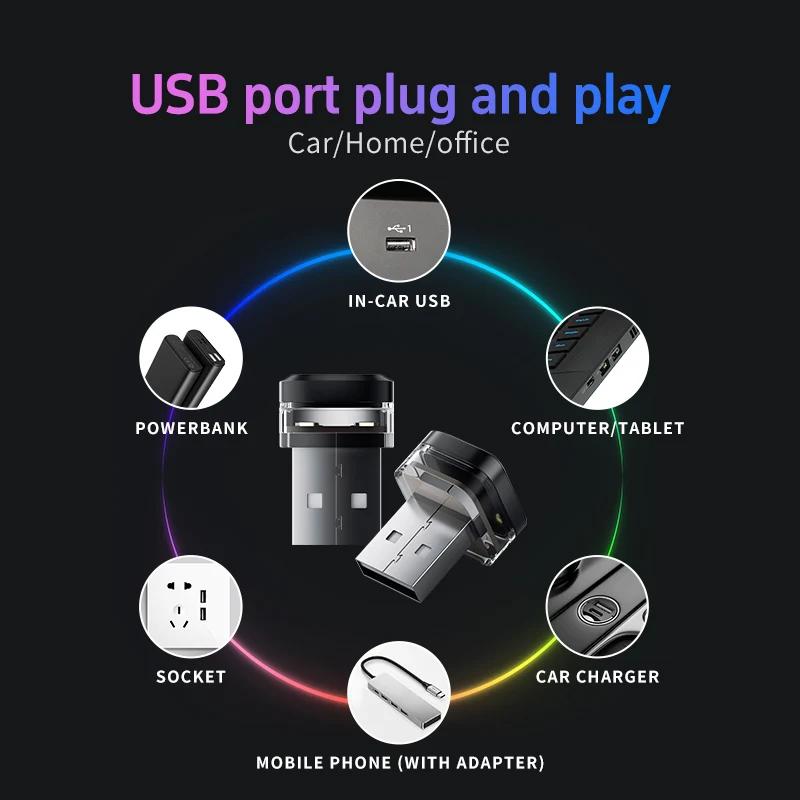 Mini USB LED Car Light Auto Interior Atmosphere Light Emergency Lighting Light Decorative Lamp 5V USB Plug and Use