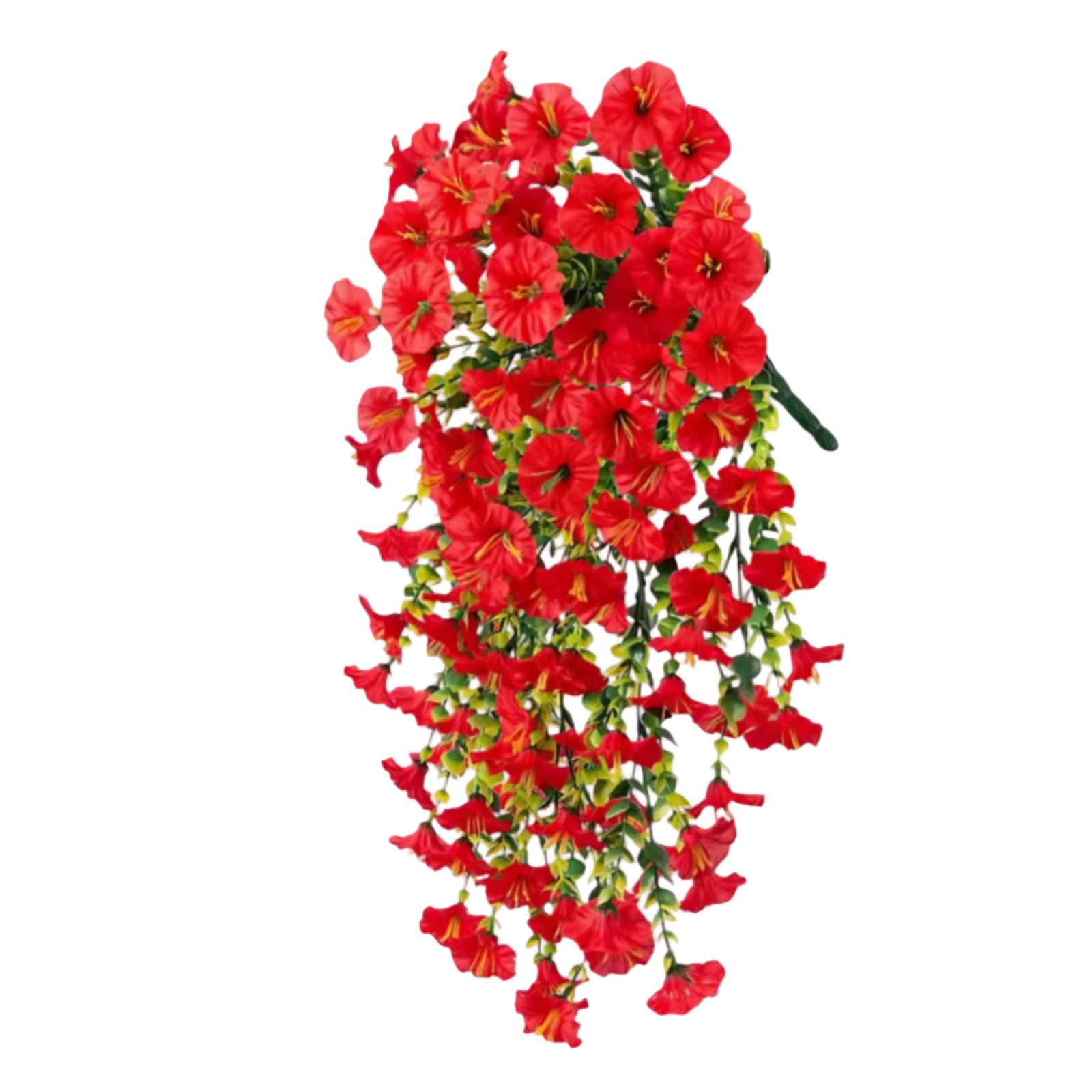 

2 Pack Artificial Morning Hanging Plastic Faux Flower for Outdoor Indoor Home Garden Wall Decoration One Size красный