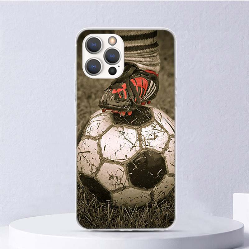 Football Soccer Ball Design Soft Case For iPhone 11 12 13 Mini 14 Pro Max Apple Phone Cover X XS XR SE 7 Plus 8 + 6 6S 5S Funda