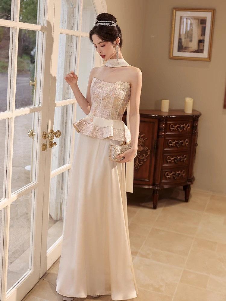 Engagement Dress Women's French Tube Top Toast Dress Wedding Day Bridal Casual High-end Light Luxury Niche Beautiful Morning Robe