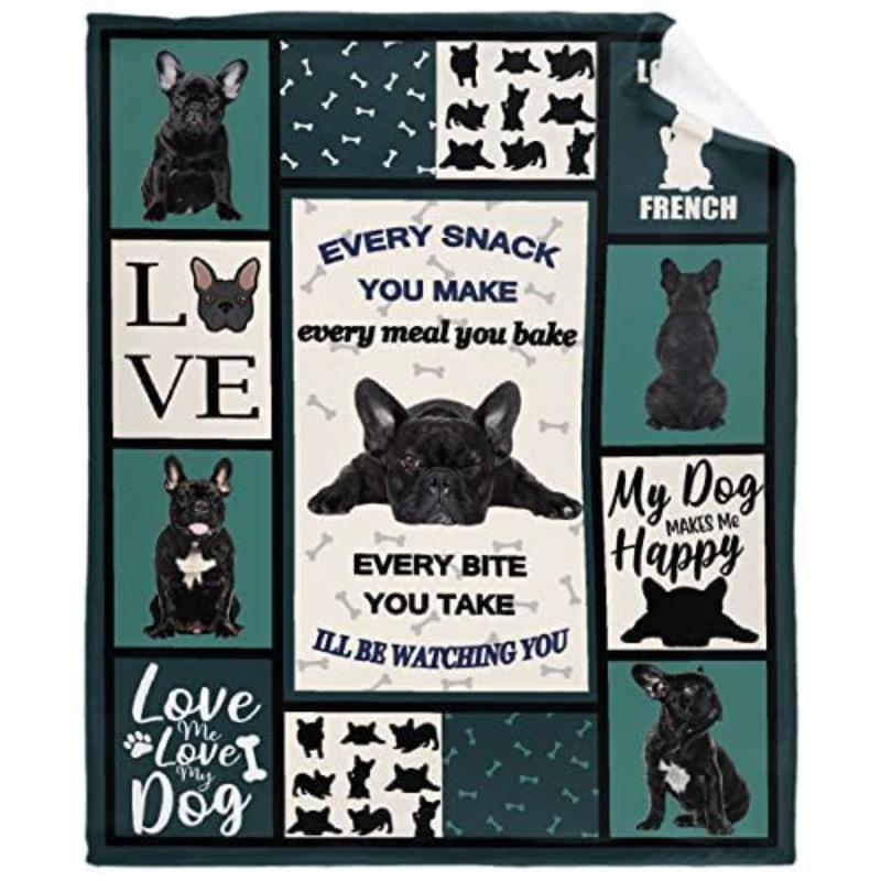 French Bulldog Digital-printed Polyester Bedroom Velvet Flannel Soft Sofa Cover Blanket Fleece Soft Sofa Cover Blankets for Beds