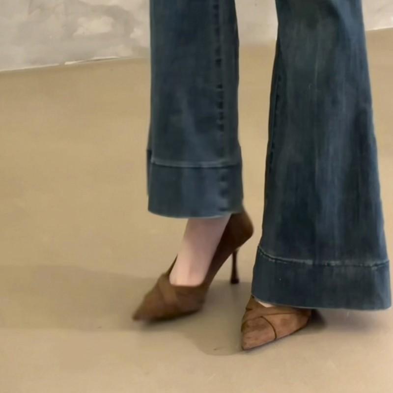 Spring and summer new models with skirts, low heels, inner height increase, Mary Jane, shallow mouth square head, French temperament, fairy style