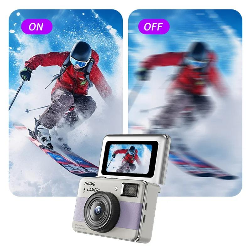Flip Screen Card Camera, HD Digital Camera for Kids and Students, Supports Photo and Video Recording, Retro CCD Design