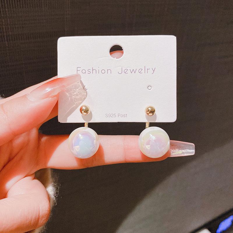 Silver needle Dongmen new exaggerated big pearl earrings women's ins tide one two wear small bean stud earrings