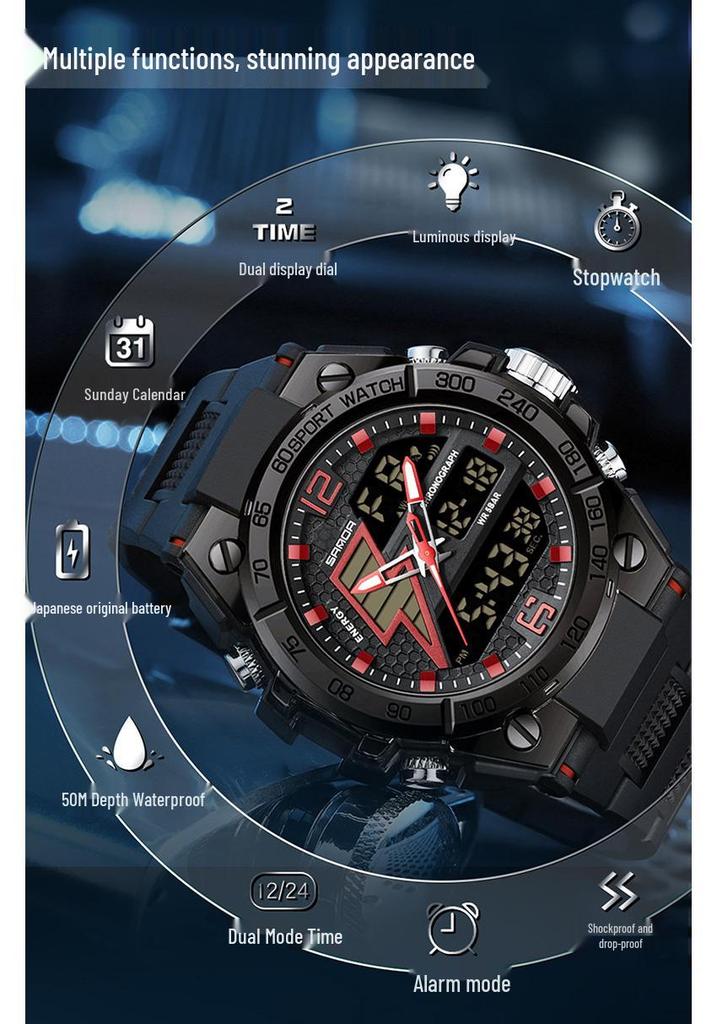 Sanda Youth Tactical Luminous Multifunction Waterproof Men's Electronic Watch