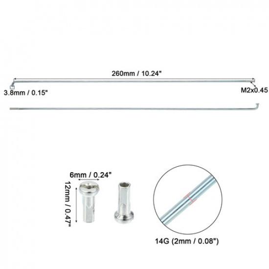 THIRTY SIX 14G J Bend 260mmx2mm Bike Bicycle Spokes with Nipples Steel Universal
