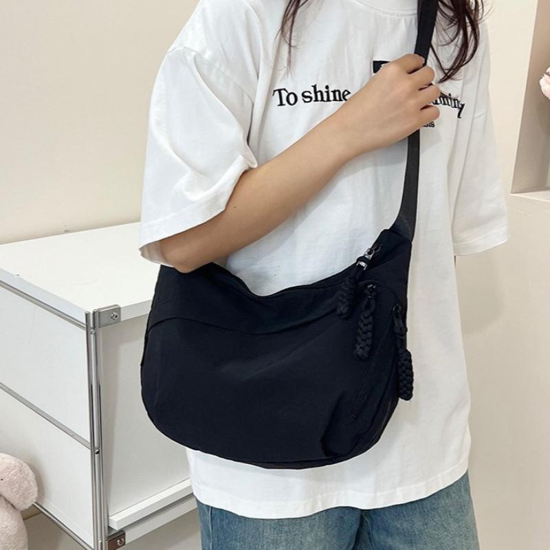 Casual Nylon Dumpling Aped Crossbody Bag Women's Large Capaci Oulder Bag Autumn Season Zipper Closure Faionable Handbags