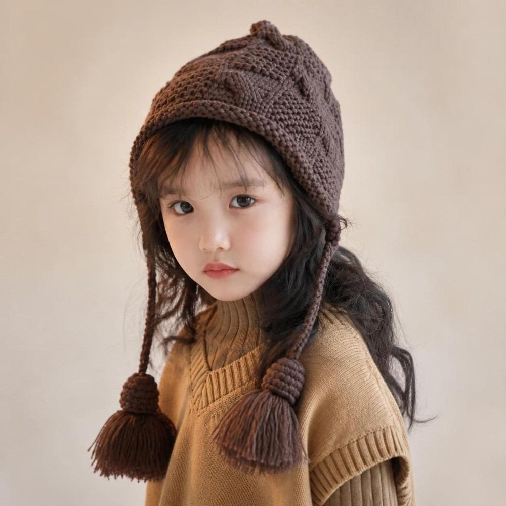 Thick Kids Knit Cap Windproof Pullover Winter Hat Cute Ear Protection Cap Winter