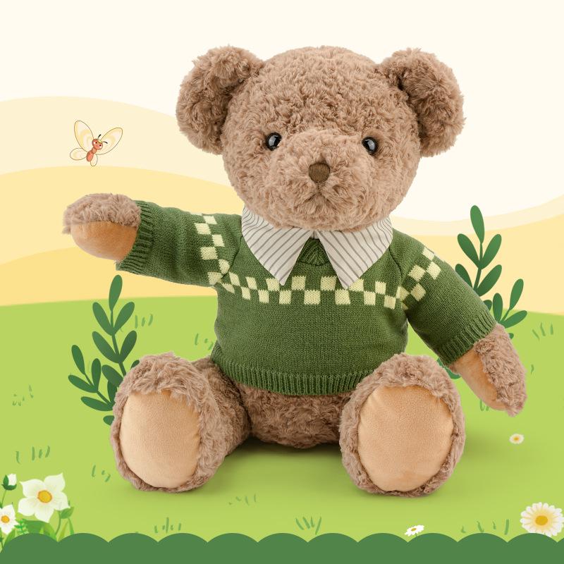 

Retro Teddy Bear Plush Sweater Toy - Huggable Stuffed Doll for Sleeping, Perfect New Year Gift 25 cm