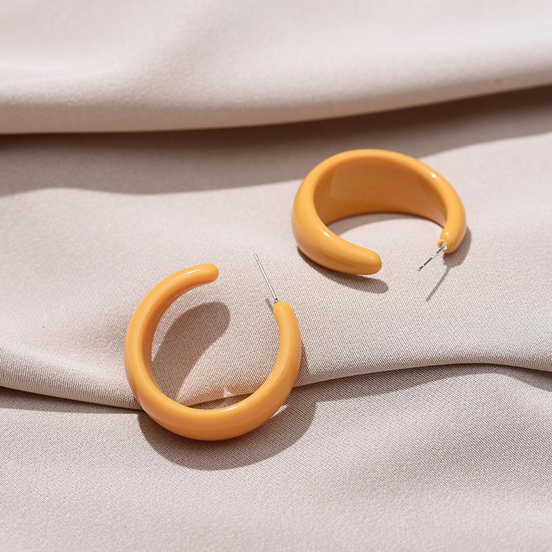 

Fashion Vintage Acrylic C Shaped Hoop Earrings For Women Geometric Big Statement Female Earrings Korean Trendy Stud Zircon Gift помаранчевий