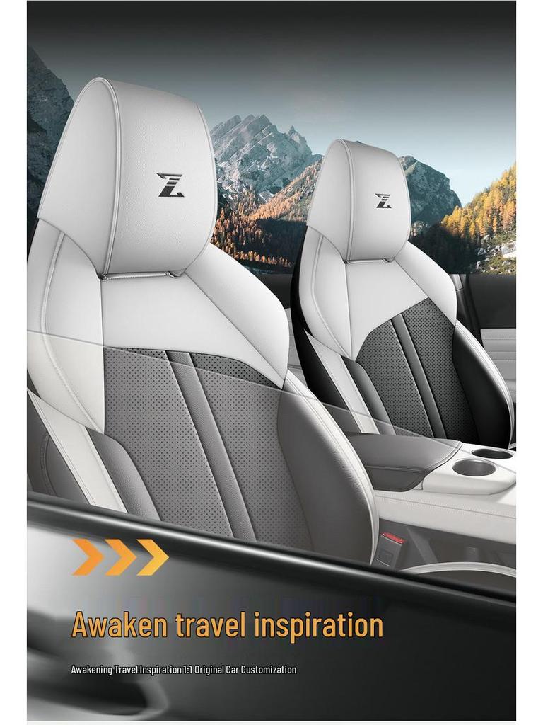 UNI-Z Car Seat Cushion Set: New Model, Premium Leather, Universal Fit for All Seasons