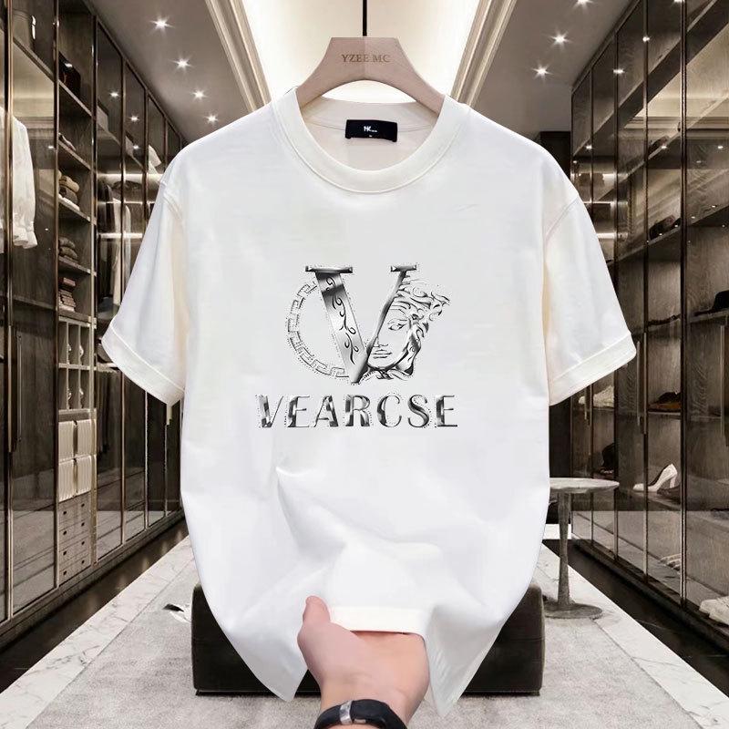 Pánské luxusní bavlněné tričko v korejském stylu - Ležérní, s kulatým výstřihem, s krátkým rukávem