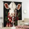 2pcs,Curtains Christmas Cow Holly Scarf Modern Modern Curtain 100% Polyester Curtains Decorations For Home Perfect for