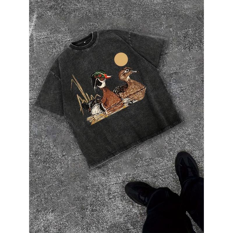

Men S Wood Duck Graphic Print T-Shirt Pure Round Neck Casual Short Sleeve Summer Top Fashion Comfortable Soft Breathable Perfect Gift for Him 5XL