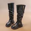 Girls Winter Fashion Banquet Warm/Soft Thick-soled Evening Long Knee-high Boots Baby Single/Velvet Buckle Retro Riding Boots