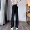 High-Waisted Summer Ice Silk Wide-Leg Pants for Women - Plus Size, Elastic Waist, Loose, Slimming, Straight-Leg Design