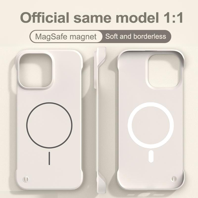 Luxury Frameless Slim for Magsafe Phone Case For iPhone 16E 15 Pro 14 Pro Max 13 12 Wireless Charge Shockproof Magnetic Hard PC Bumper Cover