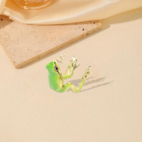 

Зажим для ушей древесной лягушки Кольцо-лягушка Хорошая детализация Реалистичные животные Гладкое полированное регулируемое открытое кольцо Новинка Серьги Вечерние Повседневные женские украшения на палец