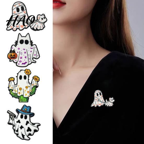 Halloween Jewelry Accessory Cartoon Ghost Enamel Brooch, Spooky Metal Lapel Pin, Alloy Hat Brooch Sweater Cardigan Coat Suit Scarf Decor, Men