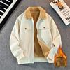 Men's Thick Corduroy Jacket with Fleece Lining - Long Sleeve Warm Cotton Outerwear