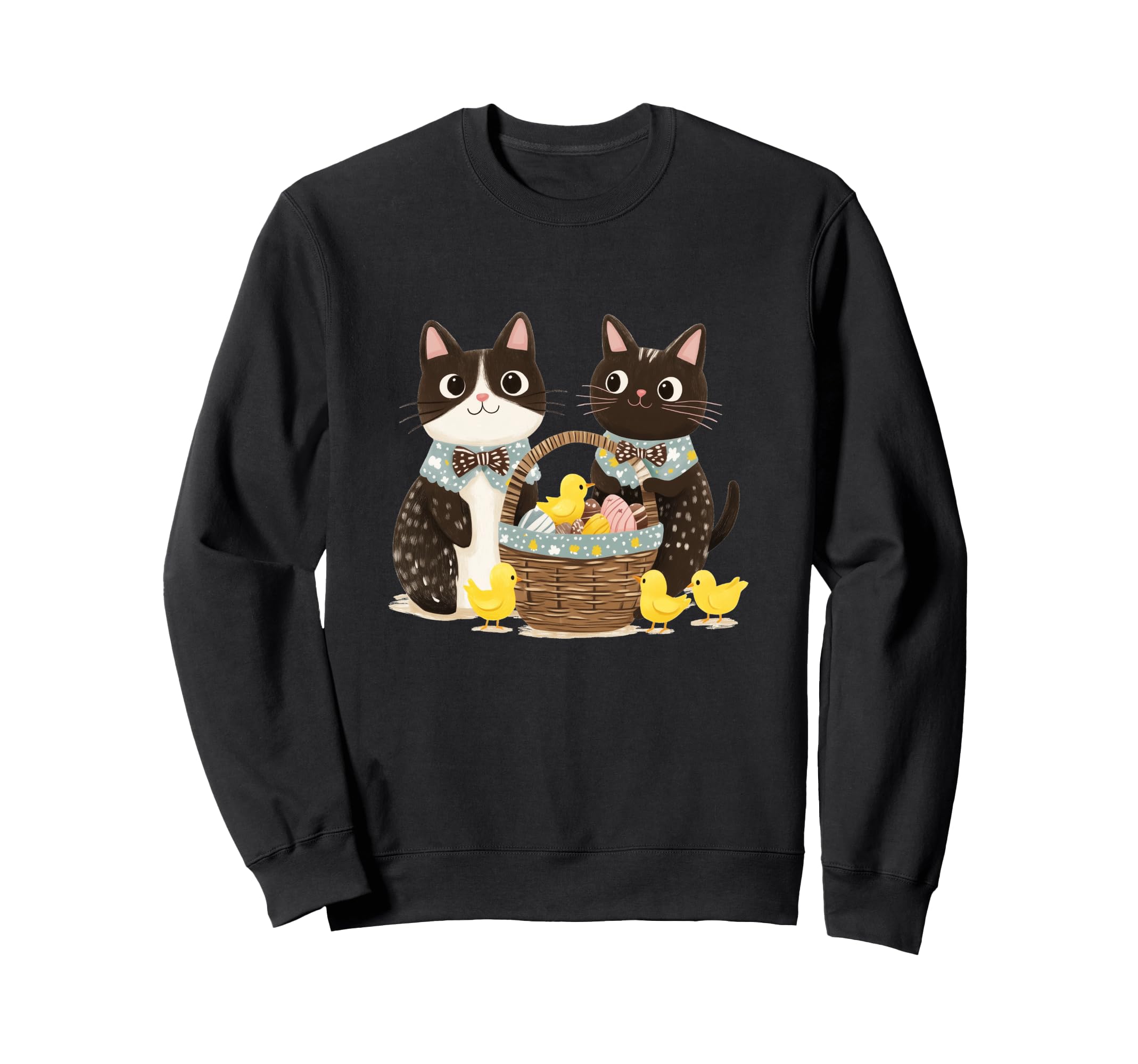 

Easter Cat Yellow Baby Chick Colorful Easter Egg Kitten Sweatshirt чёрный