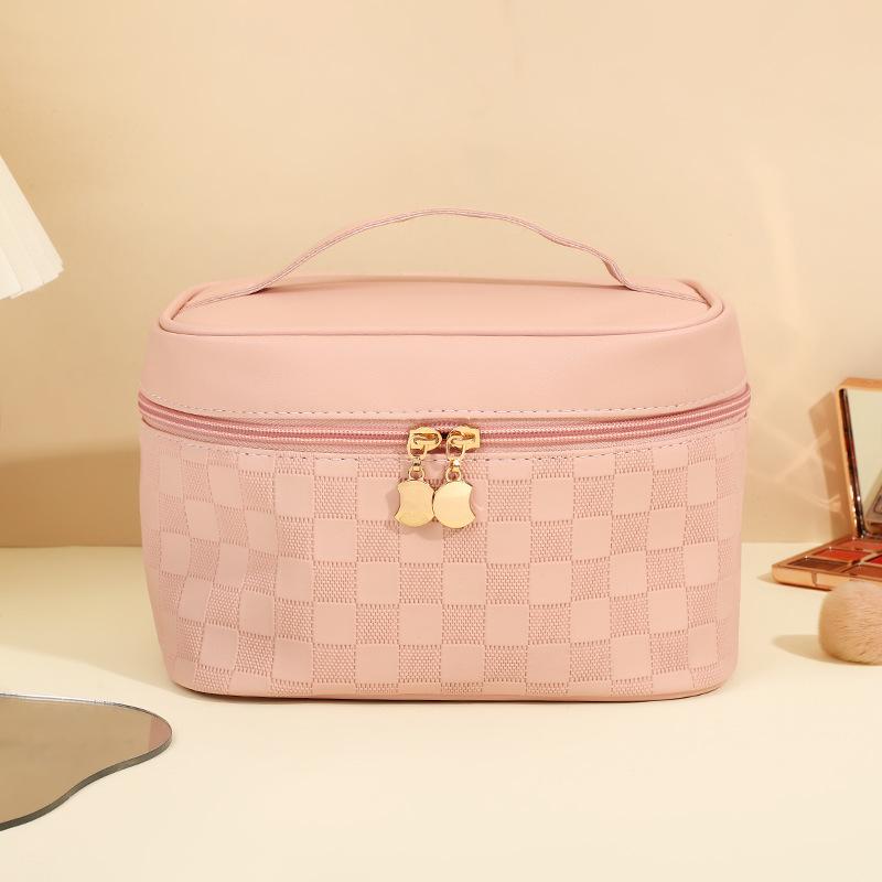 Simple checkerboard cosmetic bag women's high-end sense large-capacity storage bag waterproof portable travel toilet bag
