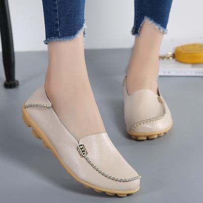 Neue Freizeitschuhe Mutter-Schuhe Kleine weiße Schuhe Zweilagige Rindsleder-Schuhe Weiche Sohle Bequem Große Größe Damenschuhe