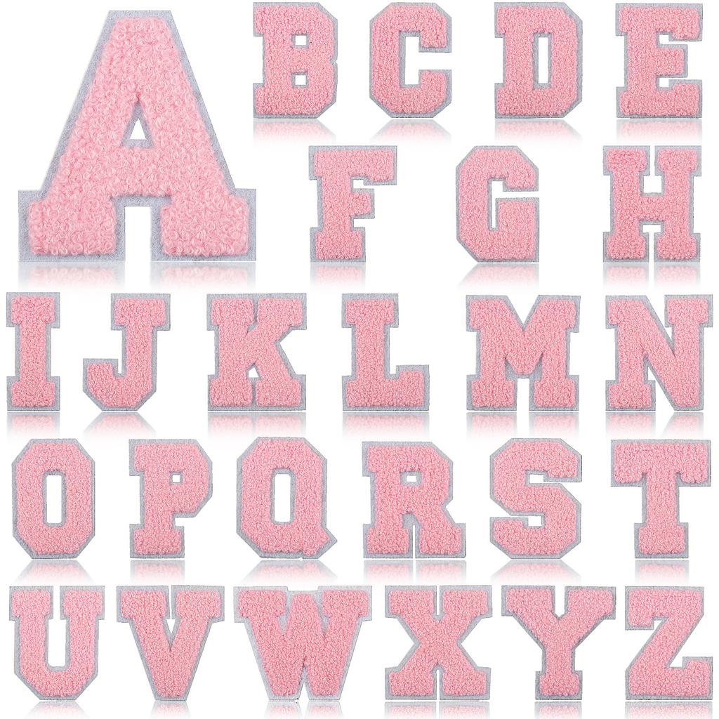 7Cm White Background Pink Character Embroidery Cloth Sticker English Towel Embroidery Letter Computer Embroidery Chapter Boy Embroidery Post