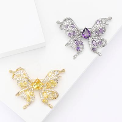 Broșă Fluture Cupru Zircon Lux Ușor Industrie Grea Exquisită High-End Femei Rochie Șal Ornament Ac
