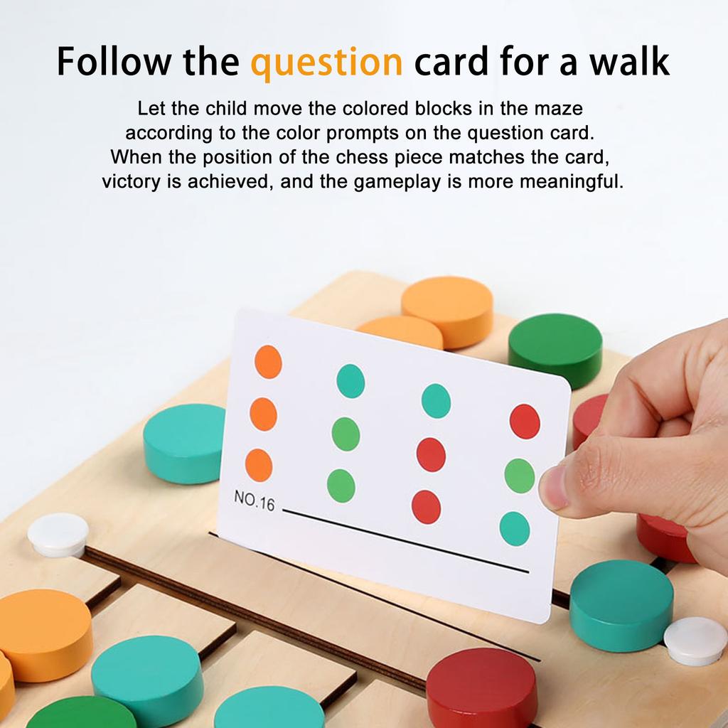 Color Matching Kids Game Montessori Sliding Puzzle Board Memory Game Brain Teaser Wooden Travel Toys 2 Players Party Games