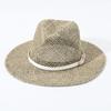 Cappello da Sole Estivo in Erba Marina Intrecciata, Punta con Cinturino in Pelle, Moda Europea Americana Nuova Esportazione